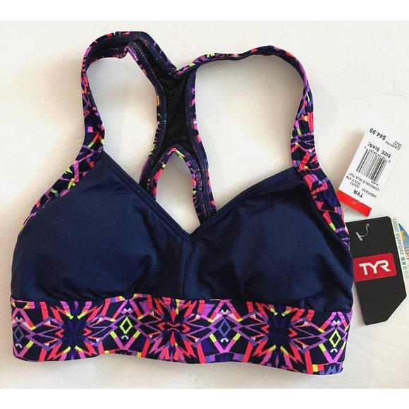 TYR Other - TYR DuraFast Carnivale Isla Sporty Bikini Swim Top Navy Multi Size Small 4/6 $45